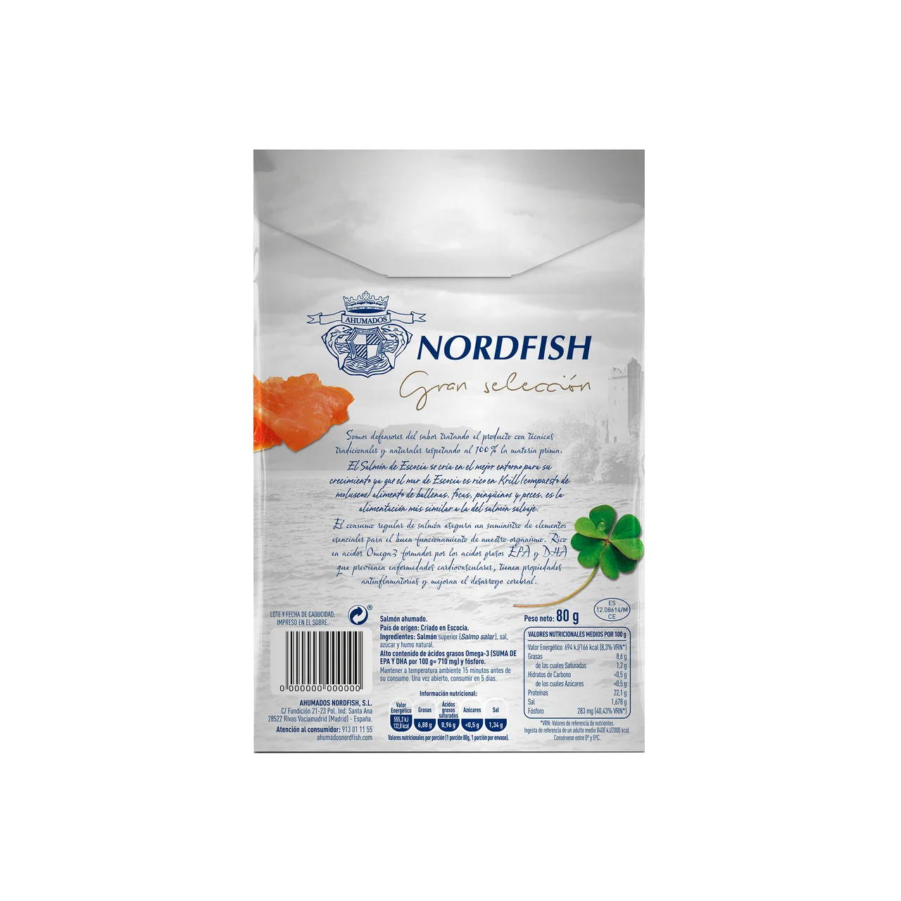 NORDFISH Salmón ahumado en finas lonchas, Escocés NORDFISH 80 g