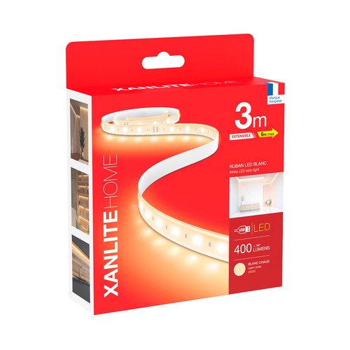Tira led blanca 3m, extensible 6m, recargable usb. XANLITE. LSAK3USBEX