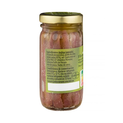 AUCHAN COLLECTION Anchoa del Cantábrico de Pesca Sostenible Certificada (MSC) en aceite de oliva virgen extra, tarro 55 g.