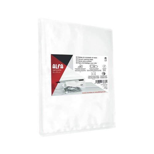 Pack de 50 bolsas de envasado ALFA, 30x20 cm