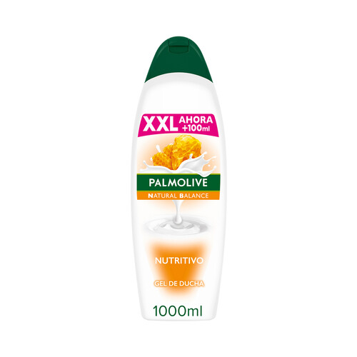 PALMOLIVE Natural balance Gel de baño o ducha con textura crema, enriquecido con leche y extracto de miel 900 ml.