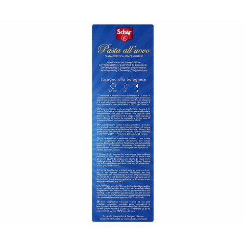 SCHÄR Lasaña sin gluten SCHÄR 250 gr,