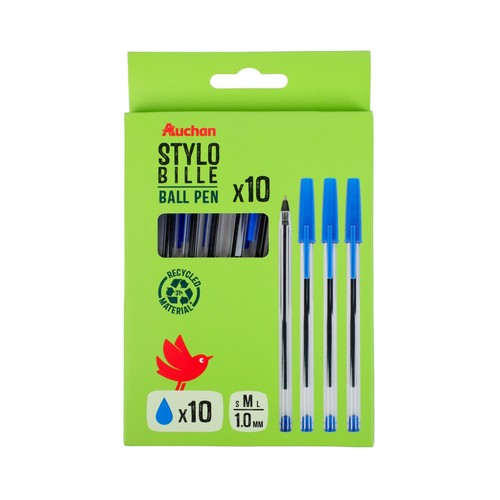 Pack 10 bolígrafos capuchón azules recargable. ALCAMPO