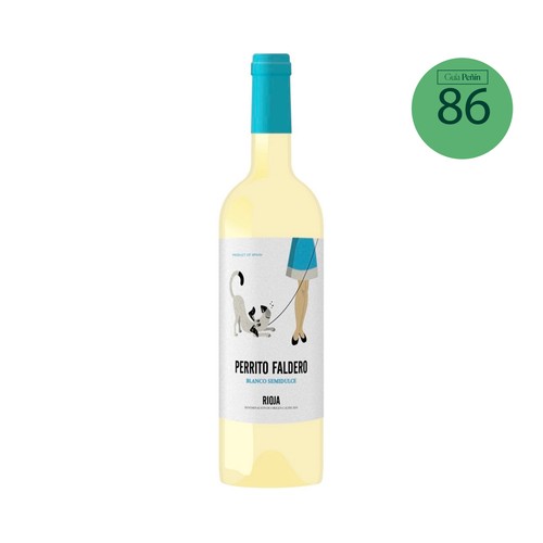 Vino blanco semi-dulce con denominación de origen Rioja PERRITO FALDERO botella de 75 cl.