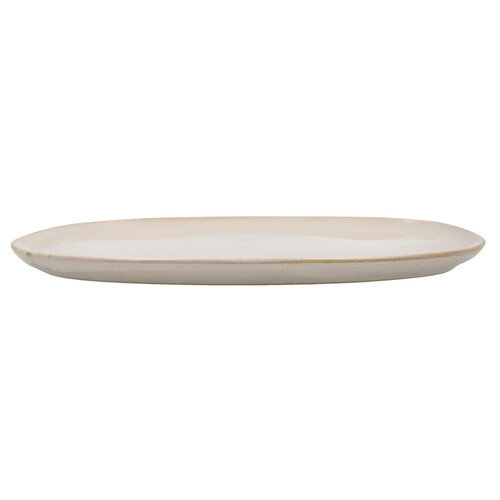 Plato llano irregular fabricado en gres, 26,5x25,7 cm, color blanco, Ikonik BIDASOA.