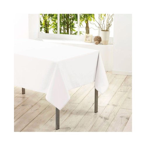 Mantel liso poliéster 140x250 cm blanco. U10.