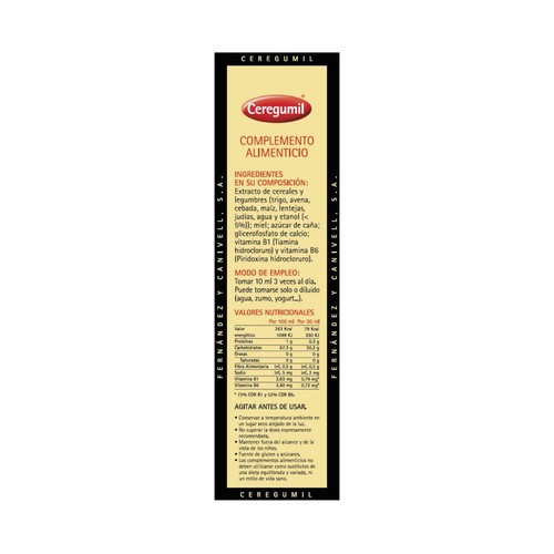 CEREGUMIL Complemento alimenticio a base de extractos de cereales y leguminosas CEREGUMIL 200 ml.