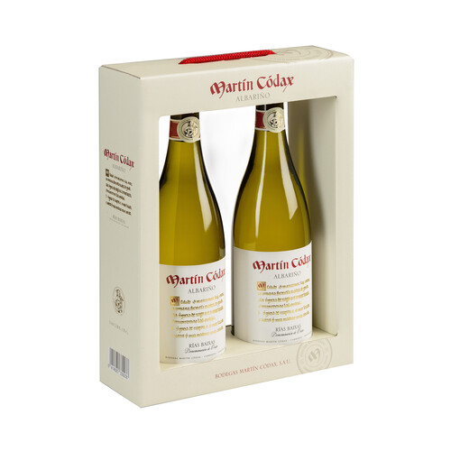 Estuche con 2 botellas de vino blanco albariño con denominación de origen Rías Baixas MARTÍN CÓDAX.