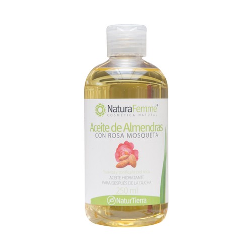 Aceite hidratante con aceite de almendras y rosa mosqueta NATURAFEMME 250 ml.
