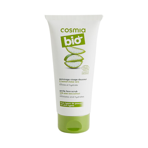 COSMIA Bio Exfoliante facial hidratante con extracto de aloe vera ecológico, para todo tipo de pieles 100 ml.