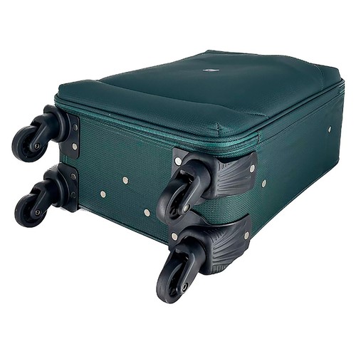 Maleta cabina tipo trolley flexible de 55 cm, 4 ruedas, color verde, ALCAMPO.