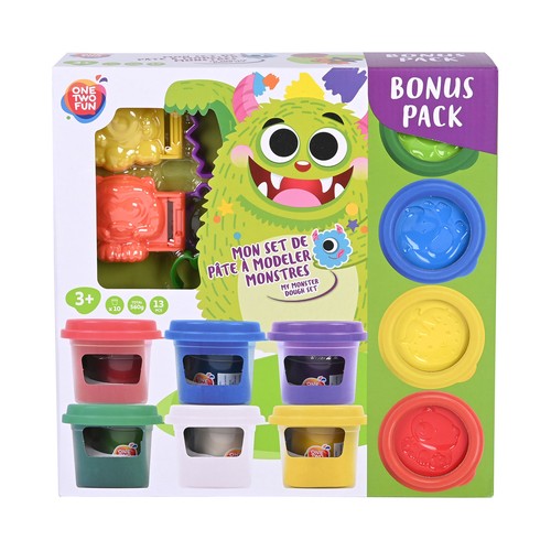 Set de Juego Monstruos con moldes y pasta de modelar con Botes Extras 13 piezas +3 Años ONE, TWO FUN