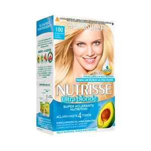 GARNIER Nutrisse ultra blonde Tinte de pelo aclarante de color rubio extra claro natural, tono 100.