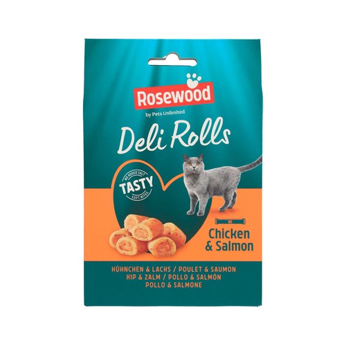 ROSEWOOD Snack para gato deli rolls pollo y salmón 40 gr.