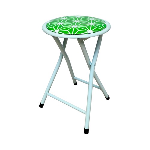 Taburete plegable de pvc color verde lima con tubo blanco, CAMILLO RIGAMONTI