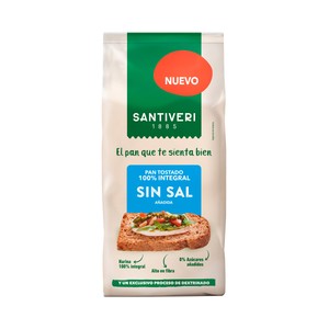 Imagen de SANTIVERI Pan tostado 100% integral sin sal 200g.