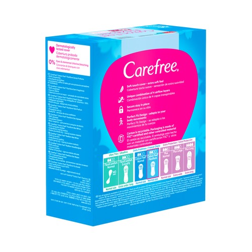 CAREFREE Cotton feel flexiform Protegeslips (salvaslips) normal, transpirables, sin fragancia 56 uds.