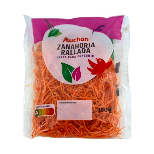 AUCHAN Zanahoria rallada bolsa de 150 g Producto Alcampo.