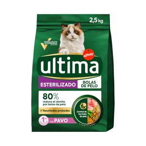 Imagen de ULTIMA  Alimento de gato esterilizado bolas de pelo con sabor a pavo 2,5kg