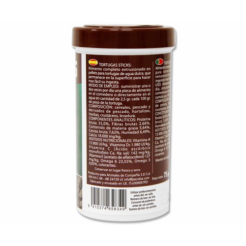 MISTER FISH Alimento para tortugas en sticks MISTER FISH bote de 75 gr,