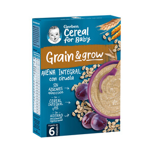 GERBER Papilla de avena integral con ciruela a partir de 6 meses GERBER 250 g.