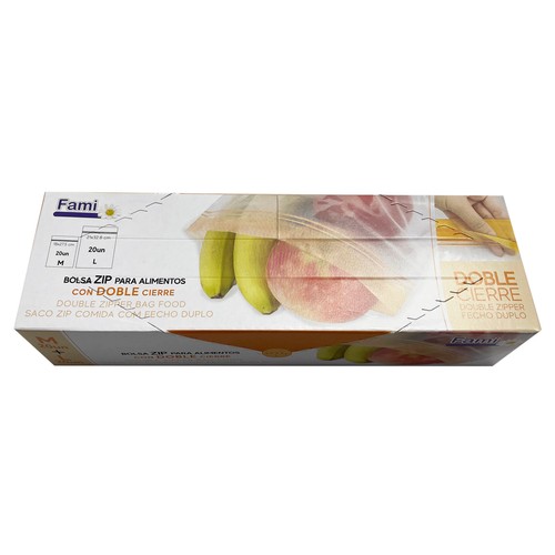 Bolsas zip para alimentos FAMI 20 uds. 18 x 27, 5 cm + 20 uds. 21 x 32,8 cm