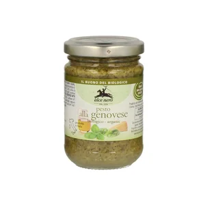 ALCE NERO Salsa pesto genovés con albahaca ecológica ALCE NERO 130 g.
