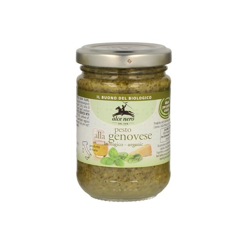 ALCE NERO Salsa pesto genovés con albahaca ecológica ALCE NERO 130 g.