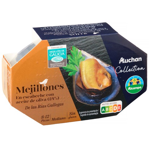 PRODUCTO ALCAMPO Collection Mejillones en escabeche 69 g.