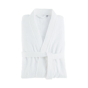 Imagen de Albornoz adulto talla L-XL 100% algodón color blanco, 300g/m², PRODUCTO ECONÓMICO ALCAMPO.