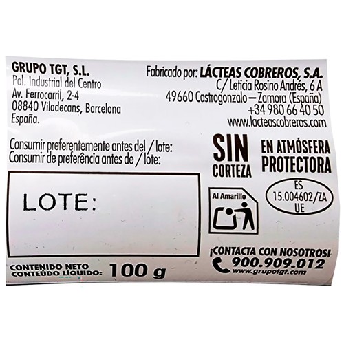 TGT Cobreros Rulo de queso 100% vaca precortado 100 g.