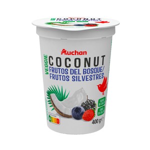 Auchan Producto Vegetal de Coco con Frutas del Bosque 400 G. Producto Alcampo.