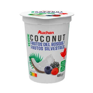 AUCHAN Producto vegetal de coco con frutas del bosque 400 g. Producto Alcampo.