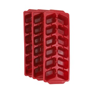 Bandejas para cubitos de hielo, color rojo CURVER pack de 3 unidades.