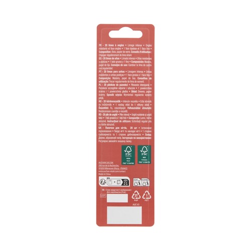 COSMIA Limas de uñas con lado grueso y fino, para uñas resistentes y postizas 20 uds.