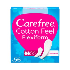 CAREFREE Cotton feel flexiform Protegeslips (salvaslips) normal, transpirables, sin fragancia 56 uds.