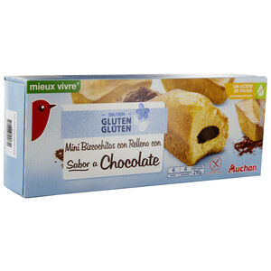 PRODUCTO ALCAMPO Bizcochito relleno de crema de cacao sin gluten PRODUCTO ALCAMPO, 210 g.