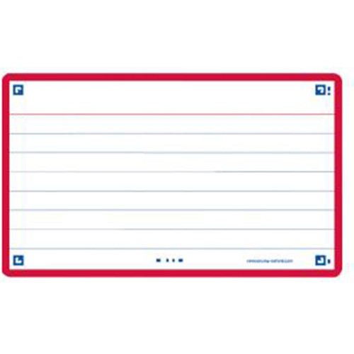 Flashcards 30 fichas 75x125mm, 1 línea color rojo OXFORD.