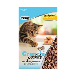 TWINKY Crunchi pockets Snacks de gato con pollo y malta, crujientes y cremosos 60 g