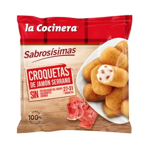LA COCINERA Croquetas ultracongeladas de jamón serrano Sabrosísimas 500 g.