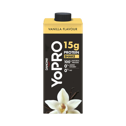 YOPRO Batido con sabor a vainilla, sin azúcares ni grasa y con alto contenido en proteinas YOPRO de Danone 250 ml.