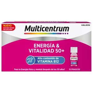 MULTICENTRUM Energía & vitalidad 50+ Polivitamínico con alto contenido en vitamina B12, para personas mayores de 50 años 15 uds.