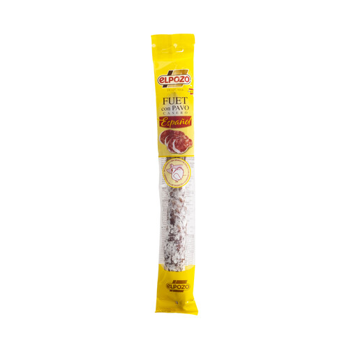 Fuet con pavo casero español, de categoria extra, sin colorantes y embuchado en tripa natural EL POZO 150 g.