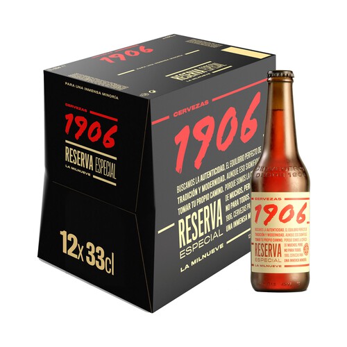 Cervezas Reserva Especial 1906 pack de 12 botellines de 33 cl.