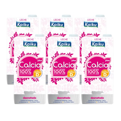 KAIKU Leche de vaca desnatada calcio plus 6 x 1 l.