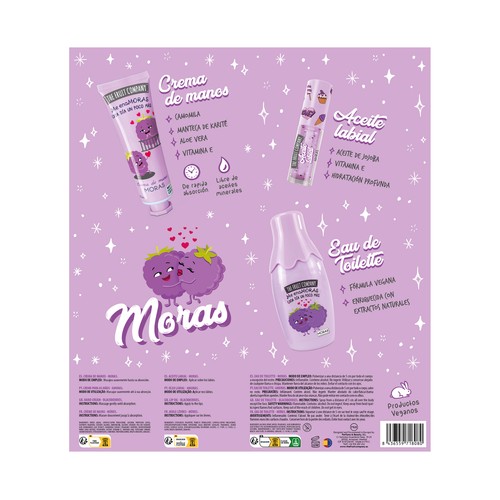 THE FRUIT COMPANY Neceser para mujer con colonia, aceite labial y crema de manos, con aroma a moras.
