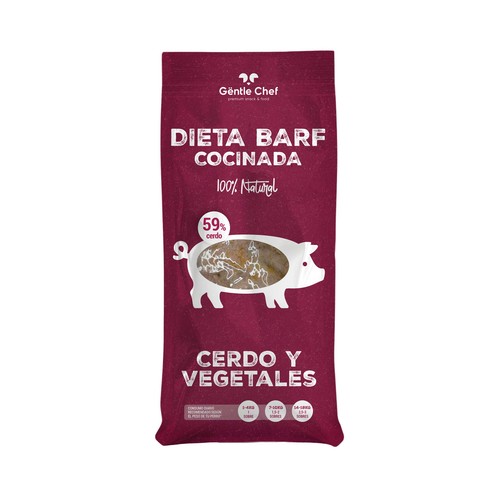 GENTLE CHEF Alimento perro diet barf cerdo vegetales 200 g.