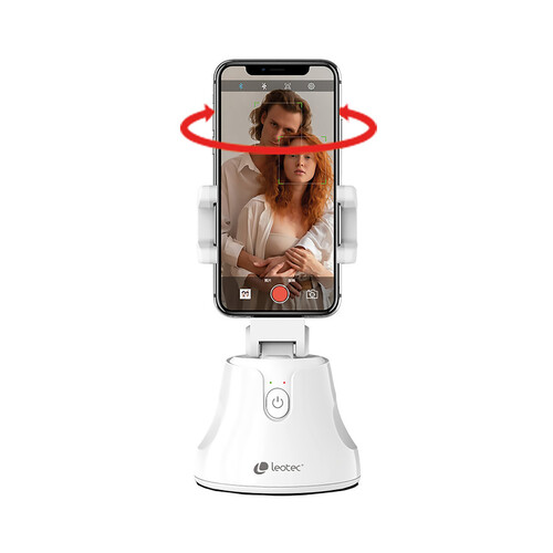 Soporte para móvil LEOTEC, rotación: 360°, seguimiento facial automático.