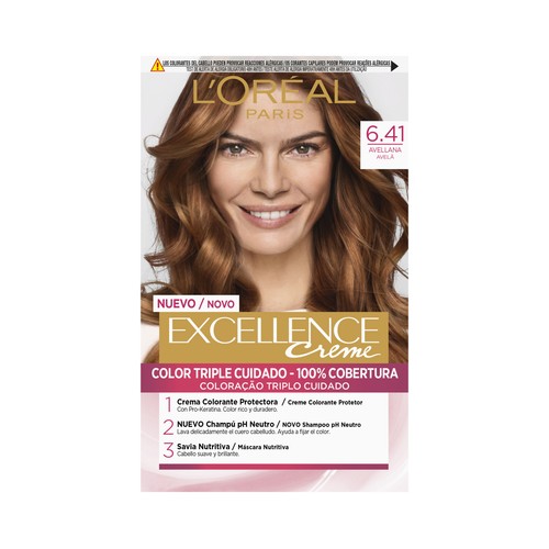 L´ORÉAL PARIS Excellence creme Tinte de pelo permanente tono 6.41 Avellana.