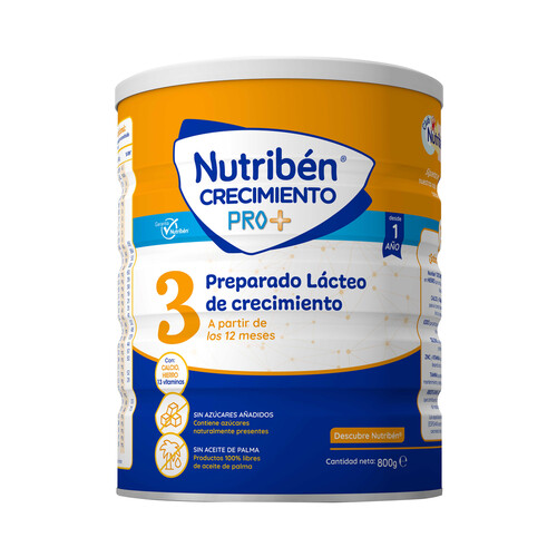 NUTRIBÉN Preparado lácteo (3) de crecimiento a partir de 12 meses NUTRIBÉN Pro + 800 g.